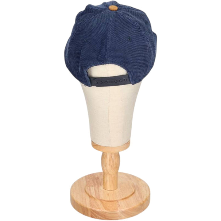 90'S ISOSTAR SPORTS CLUB Two-Tone Leather Brim Corduroy Cap, Free Size, Vintage cotton navy blue type Vintage Second Hand