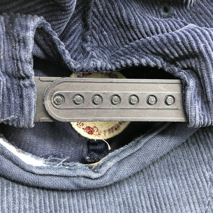 90'S ISOSTAR SPORTS CLUB Two-Tone Leather Brim Corduroy Cap, Free Size, Vintage cotton navy blue type Vintage Second Hand