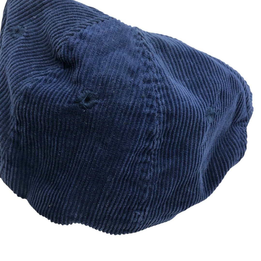 90'S ISOSTAR SPORTS CLUB Two-Tone Leather Brim Corduroy Cap, Free Size, Vintage cotton navy blue type Vintage Second Hand
