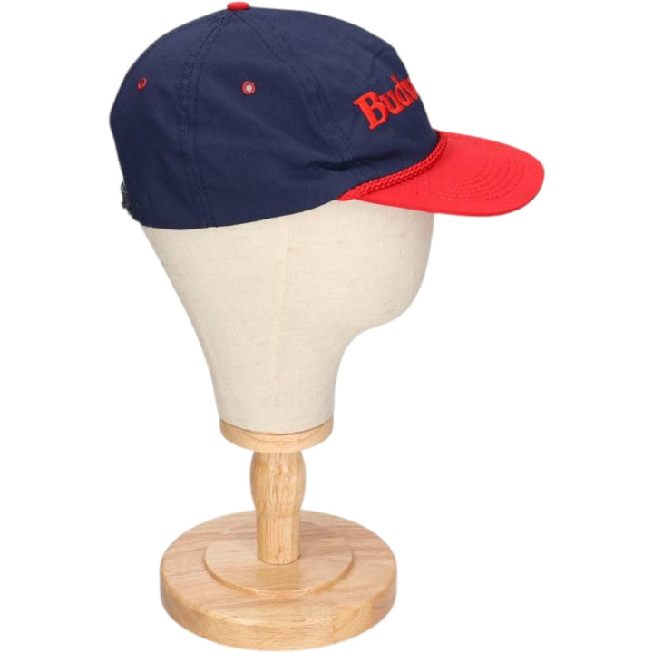 90'S Budweiser Two-Tone Advertising Baseball Cap, Made in USA, One Size Fits All, Vintage unclear red type Vintage Second Hand
