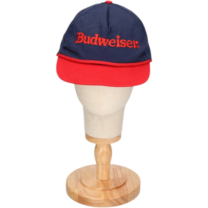90'S Budweiser Two-Tone Advertising Baseball Cap, Made in USA, One Size Fits All, Vintage unclear red type Vintage Second Hand