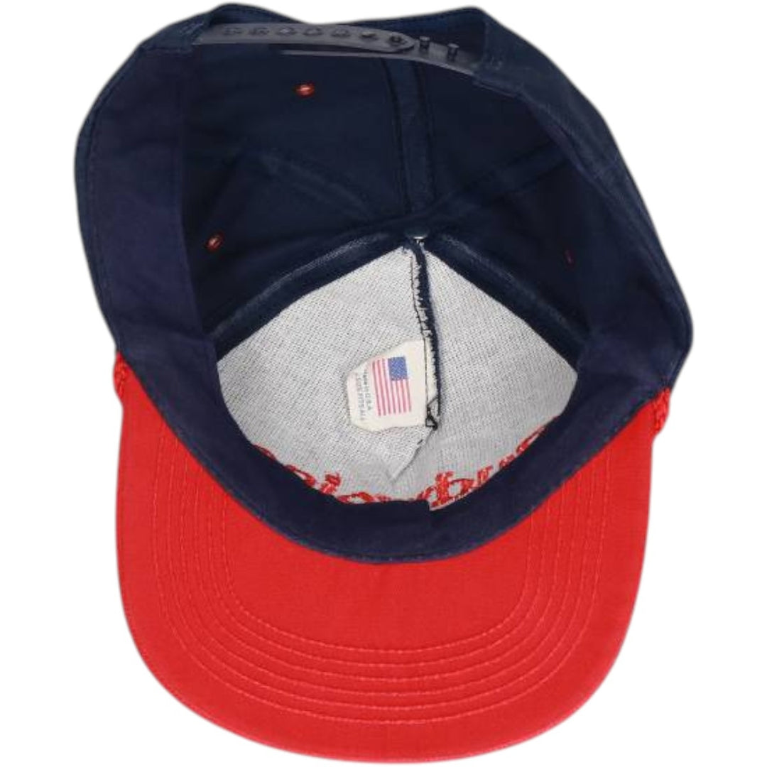 90'S Budweiser Two-Tone Advertising Baseball Cap, Made in USA, One Size Fits All, Vintage unclear red type Vintage Second Hand