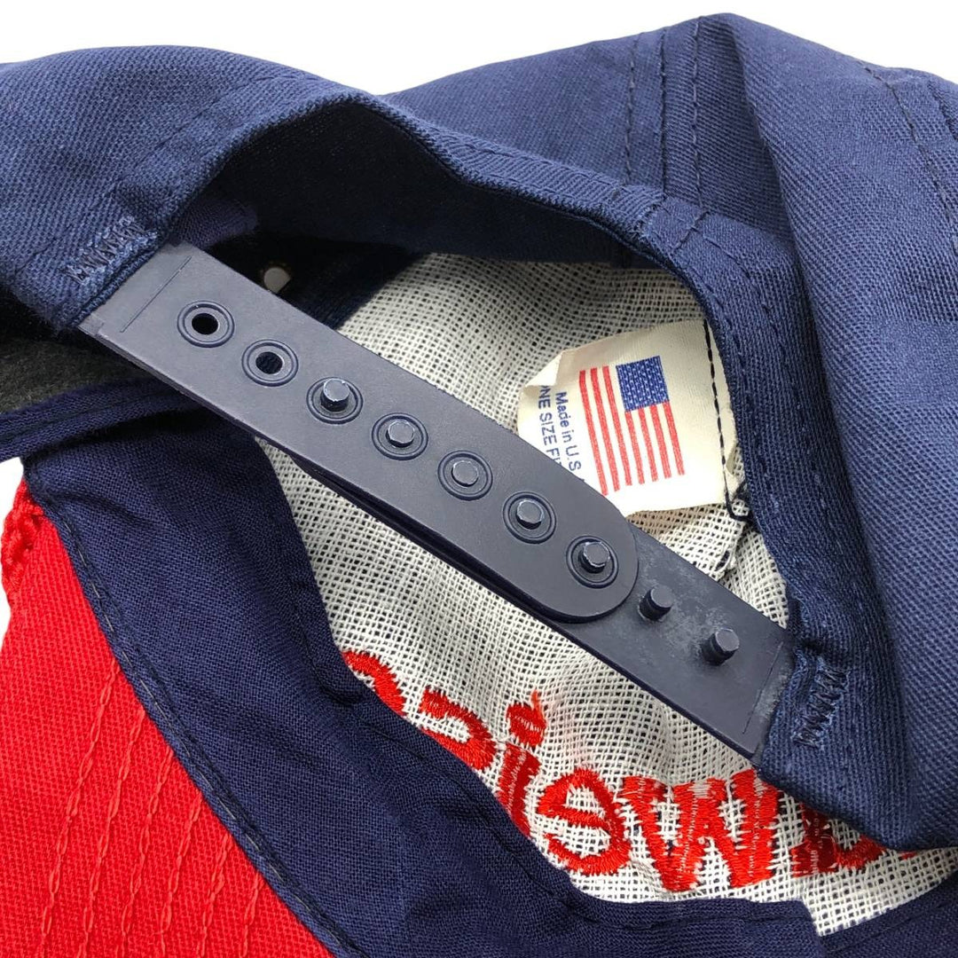 90'S Budweiser Two-Tone Advertising Baseball Cap, Made in USA, One Size Fits All, Vintage unclear red type Vintage Second Hand