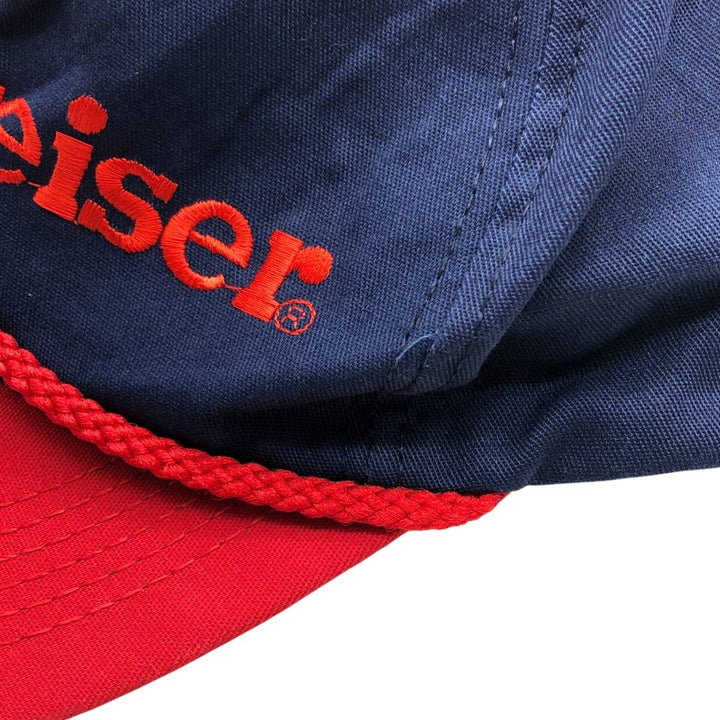 90'S Budweiser Two-Tone Advertising Baseball Cap, Made in USA, One Size Fits All, Vintage unclear red type Vintage Second Hand