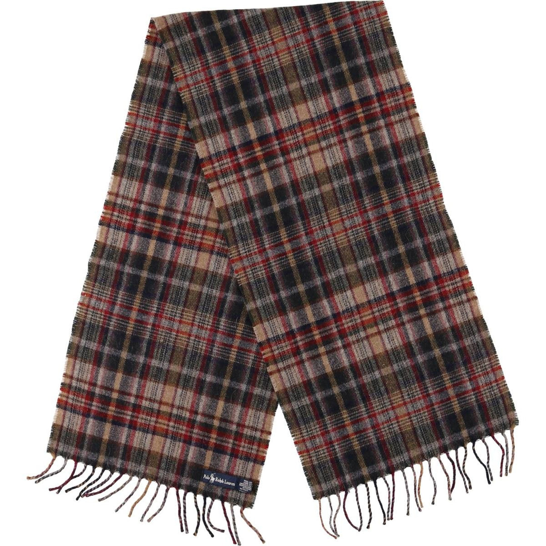 Ralph Lauren Polo Ralph Lauren Check Pattern Wool Scarf Made in England wool red type Vintage Second Hand