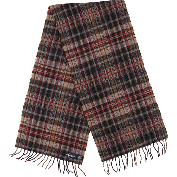 Ralph Lauren Polo Ralph Lauren Check Pattern Wool Scarf Made in England wool red type Vintage Second Hand