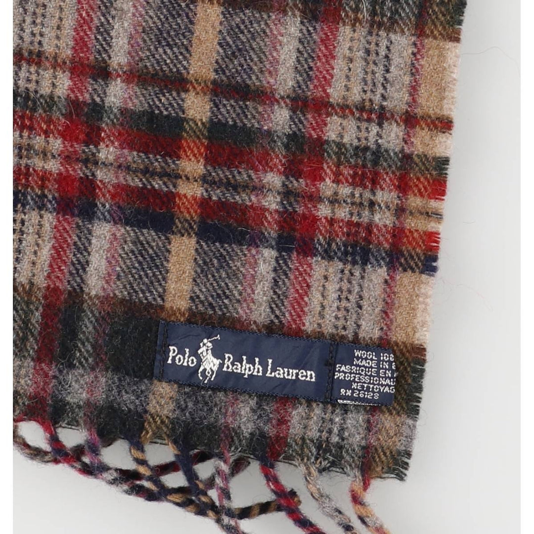 Ralph Lauren Polo Ralph Lauren Check Pattern Wool Scarf Made in England wool red type Vintage Second Hand