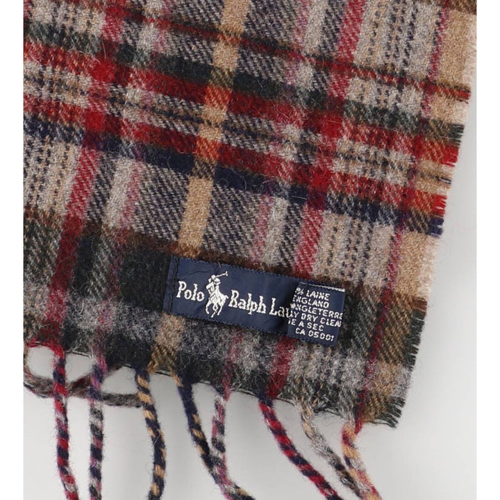 Ralph Lauren Polo Ralph Lauren Check Pattern Wool Scarf Made in England wool red type Vintage Second Hand