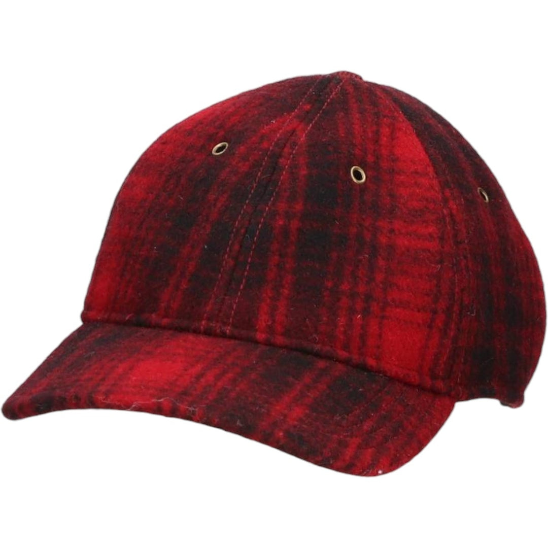 WOOLRICH Check Pattern Wool 6-Panel Cap, One Size Fits Most wool red type Vintage Second Hand
