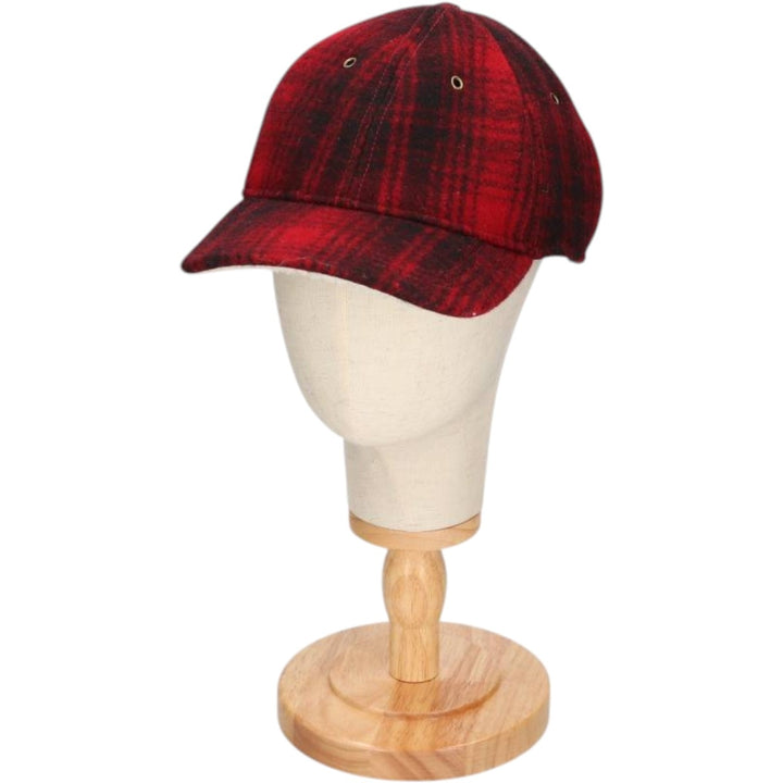 WOOLRICH Check Pattern Wool 6-Panel Cap, One Size Fits Most wool red type Vintage Second Hand
