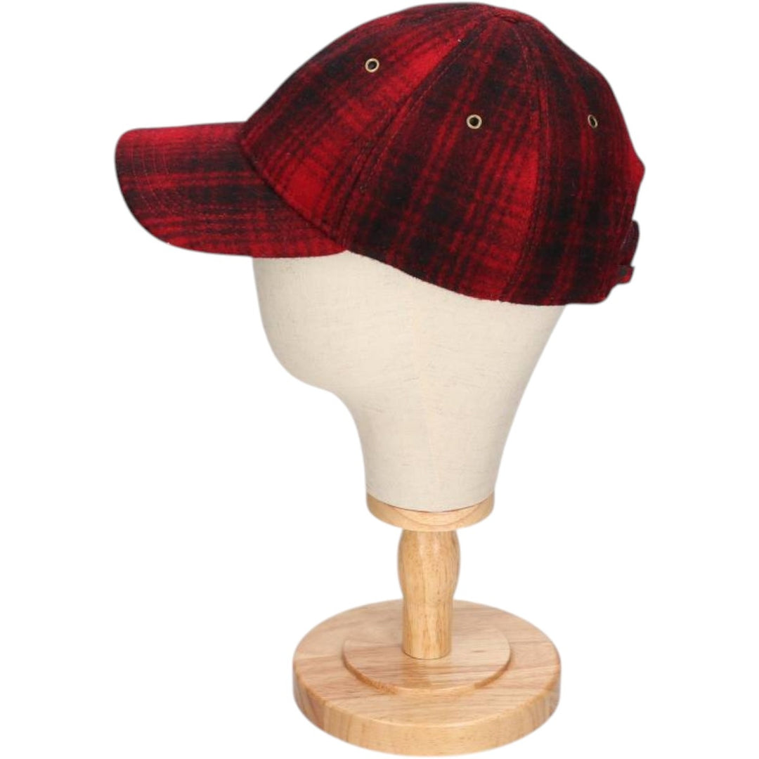 WOOLRICH Check Pattern Wool 6-Panel Cap, One Size Fits Most wool red type Vintage Second Hand