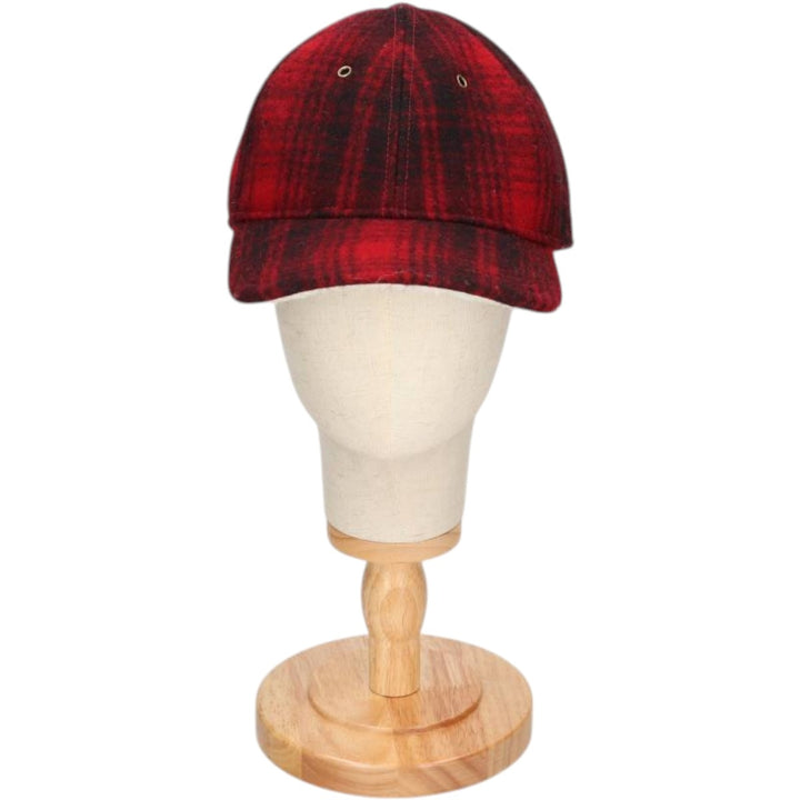 WOOLRICH Check Pattern Wool 6-Panel Cap, One Size Fits Most wool red type Vintage Second Hand