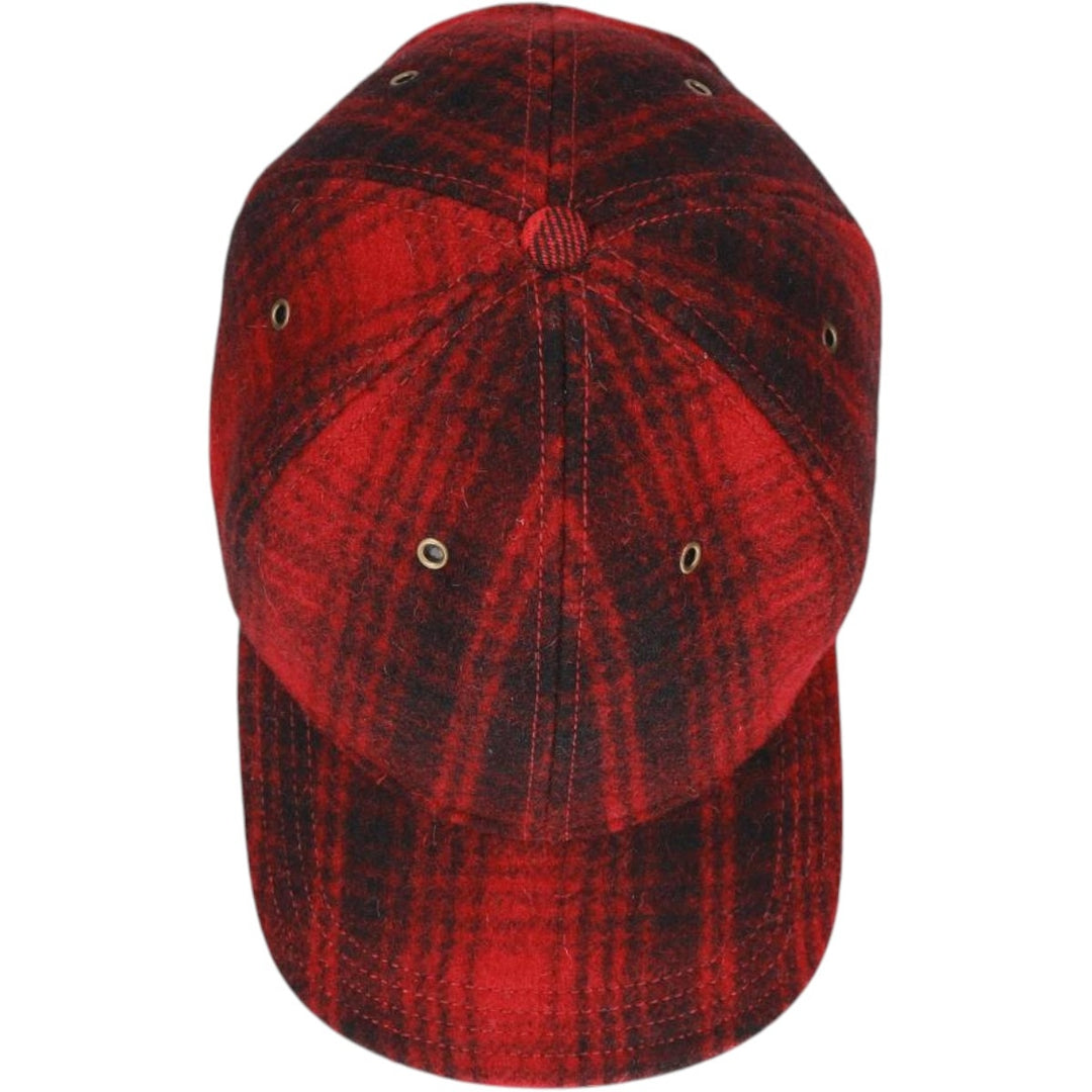 WOOLRICH Check Pattern Wool 6-Panel Cap, One Size Fits Most wool red type Vintage Second Hand