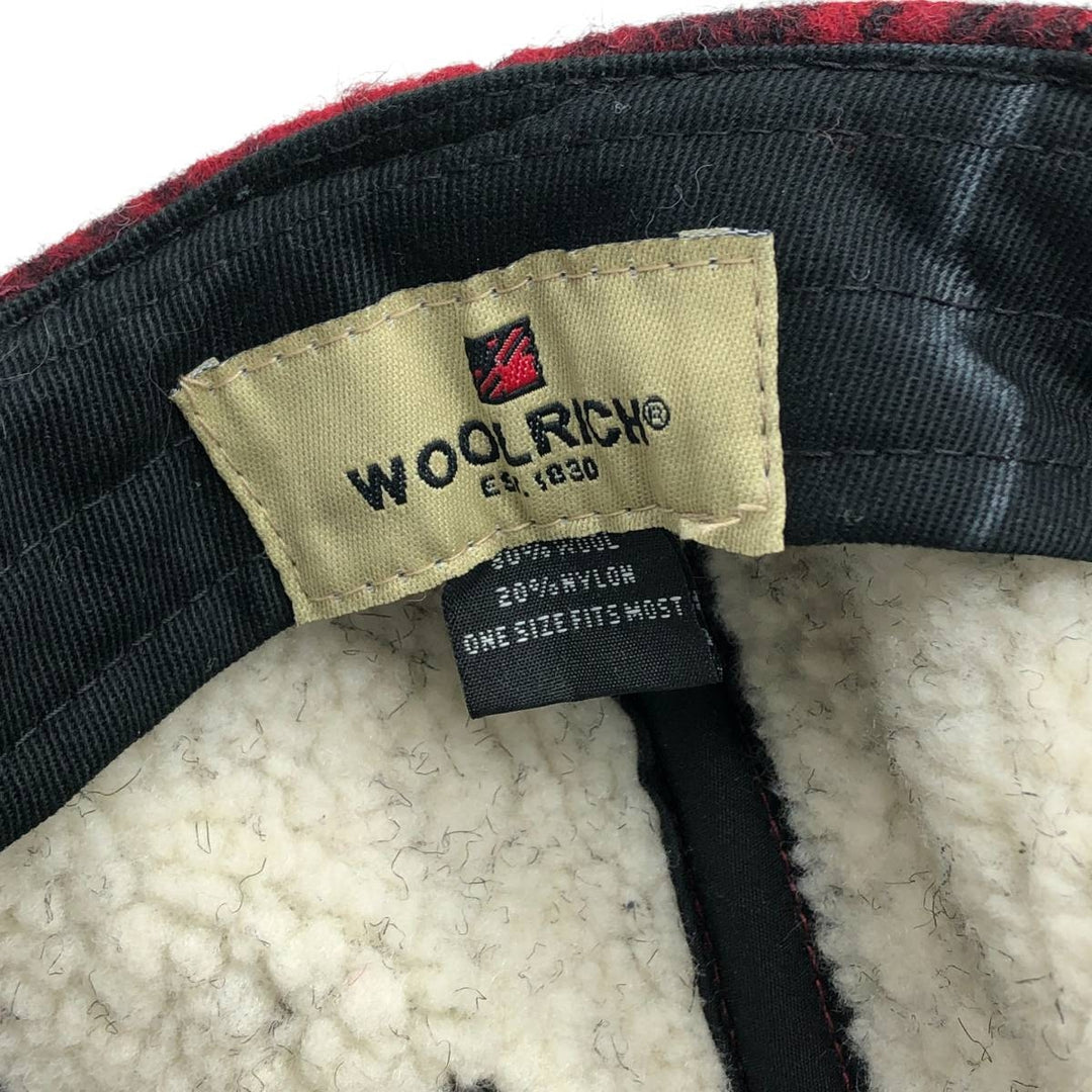 WOOLRICH Check Pattern Wool 6-Panel Cap, One Size Fits Most wool red type Vintage Second Hand