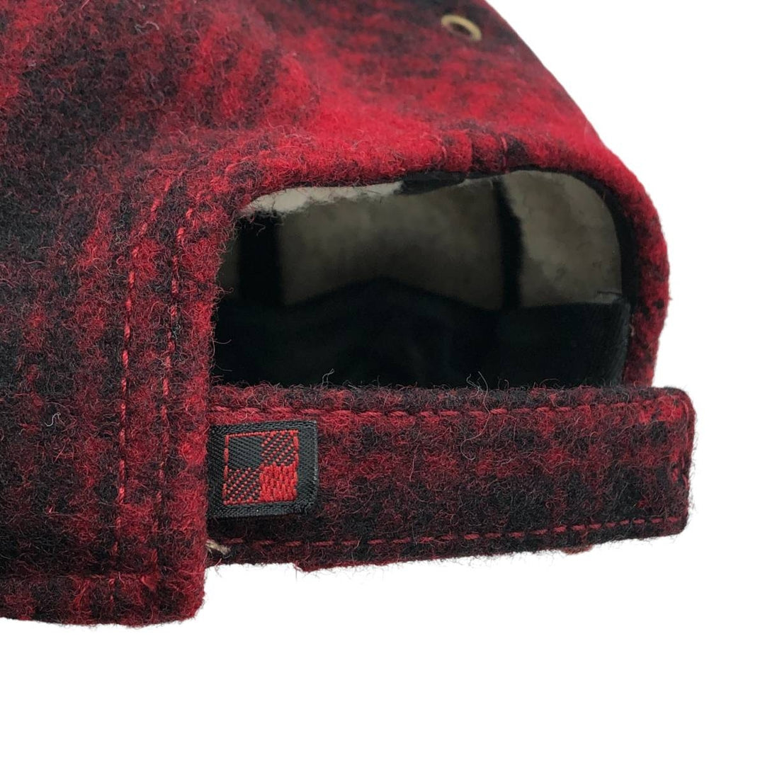 WOOLRICH Check Pattern Wool 6-Panel Cap, One Size Fits Most wool red type Vintage Second Hand