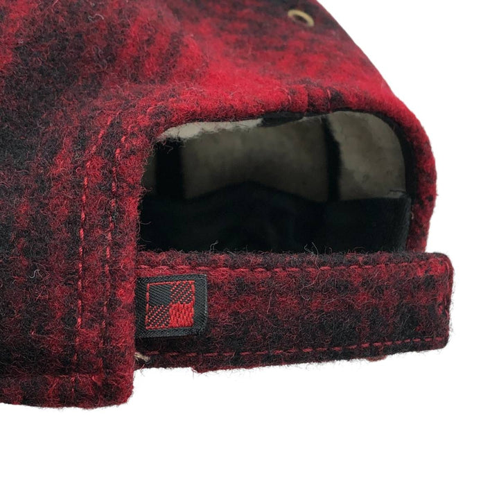 WOOLRICH Check Pattern Wool 6-Panel Cap, One Size Fits Most wool red type Vintage Second Hand
