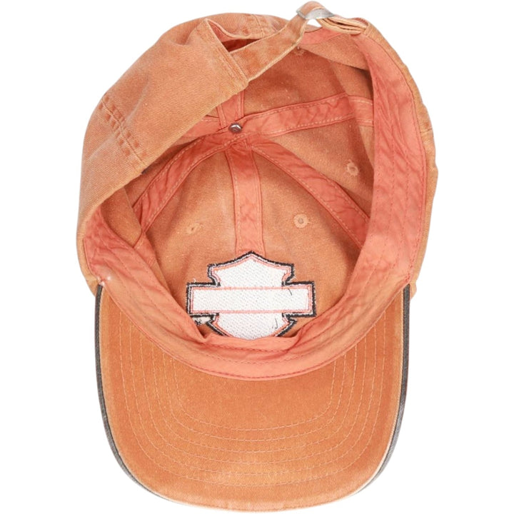 00'S Harley-Davidson Advertising Baseball Cap 6-Panel Cap One Size Fits Most cotton orange type Vintage Second Hand