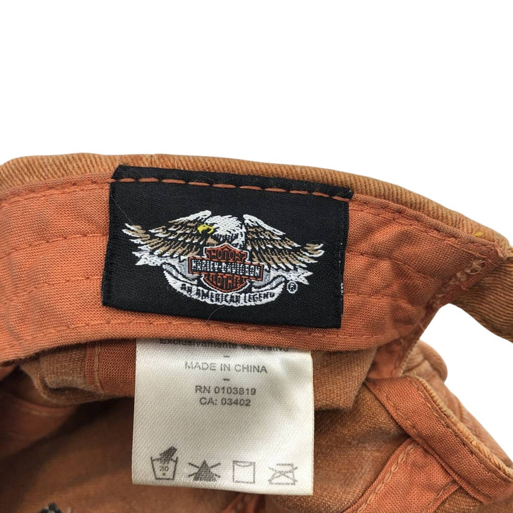 00'S Harley-Davidson Advertising Baseball Cap 6-Panel Cap One Size Fits Most cotton orange type Vintage Second Hand