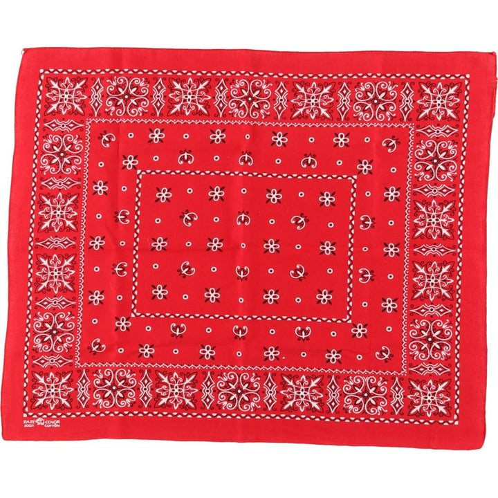 Vintage 1960'S Elephant Brand Paisley Pattern Trunk-Up Bandana (Single Ear) cotton red type Vintage Second Hand