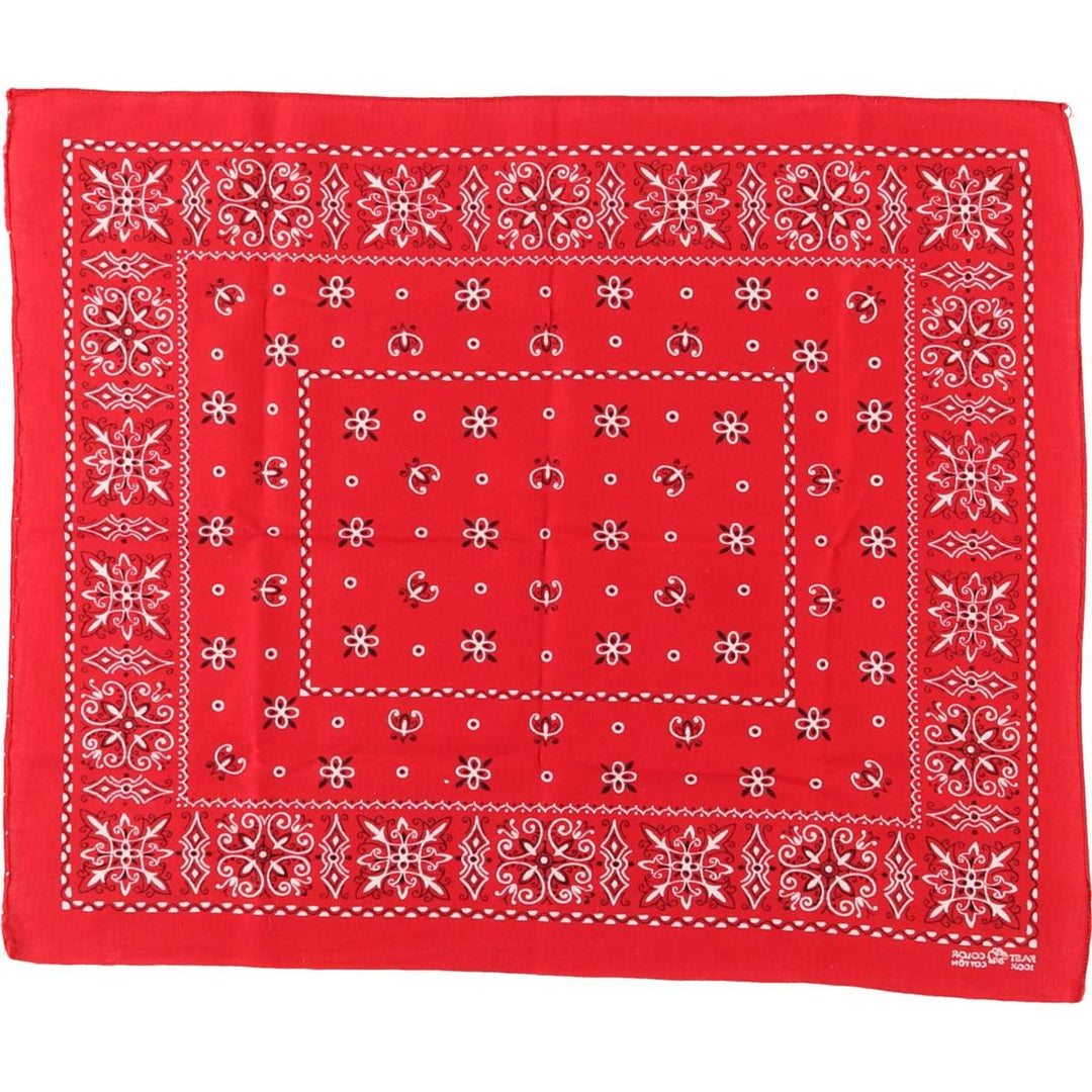 Vintage 1960'S Elephant Brand Paisley Pattern Trunk-Up Bandana (Single Ear) cotton red type Vintage Second Hand