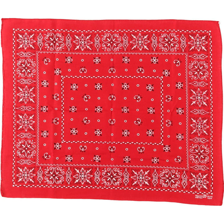 Vintage 1960'S Elephant Brand Paisley Pattern Trunk-Up Bandana (Single Ear) cotton red type Vintage Second Hand