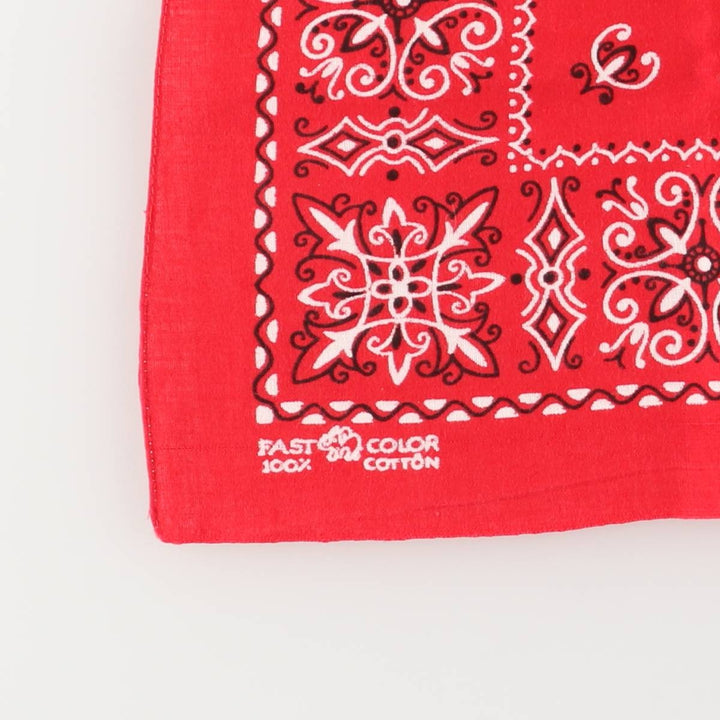 Vintage 1960'S Elephant Brand Paisley Pattern Trunk-Up Bandana (Single Ear) cotton red type Vintage Second Hand