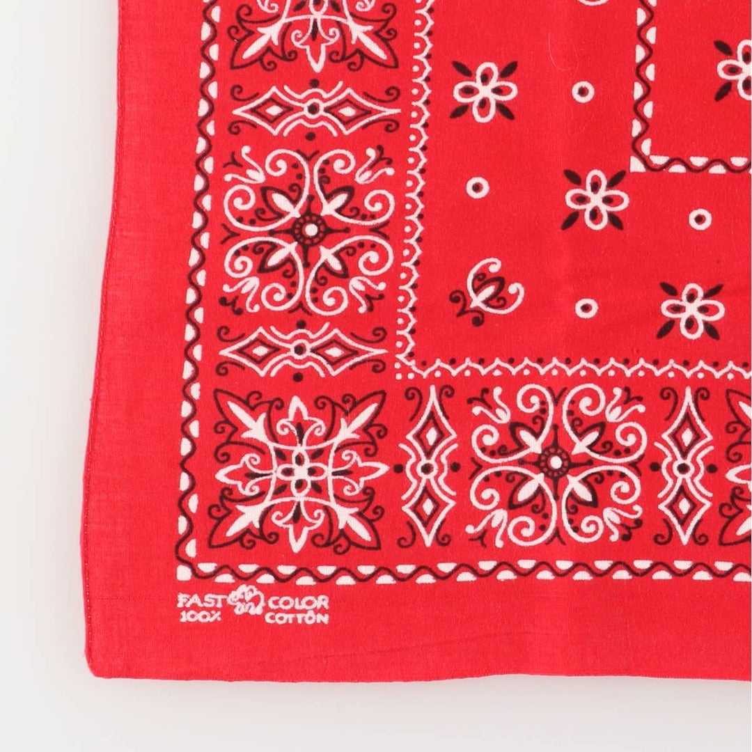 Vintage 1960'S Elephant Brand Paisley Pattern Trunk-Up Bandana (Single Ear) cotton red type Vintage Second Hand