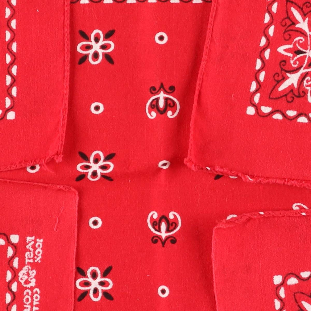 Vintage 1960'S Elephant Brand Paisley Pattern Trunk-Up Bandana (Single Ear) cotton red type Vintage Second Hand