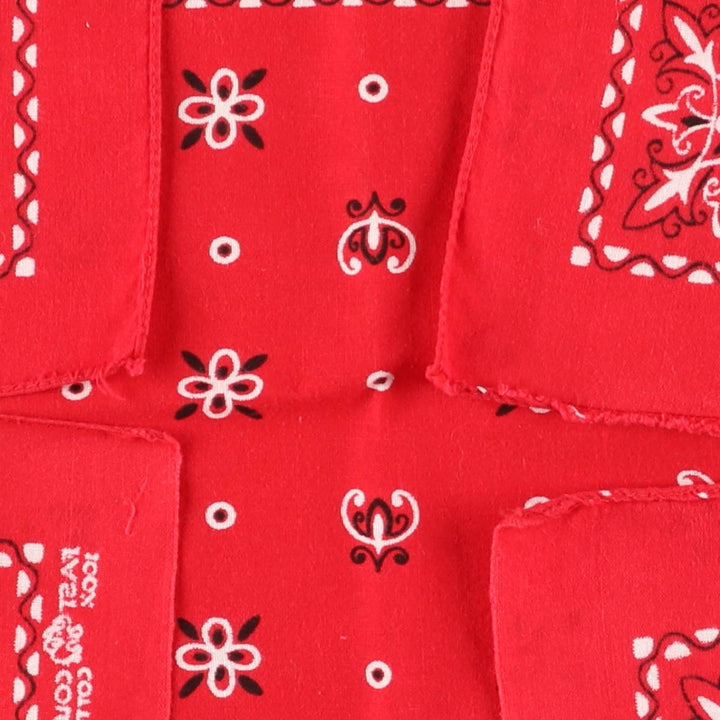 Vintage 1960'S Elephant Brand Paisley Pattern Trunk-Up Bandana (Single Ear) cotton red type Vintage Second Hand