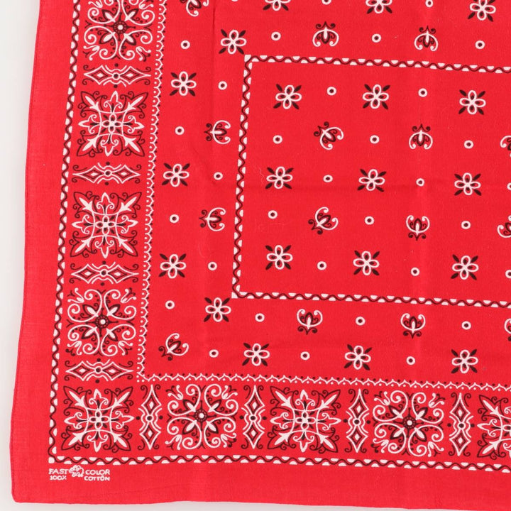 Vintage 1960'S Elephant Brand Paisley Pattern Trunk-Up Bandana (Single Ear) cotton red type Vintage Second Hand