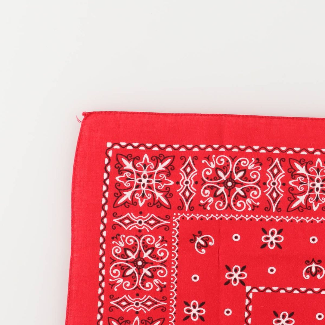 Vintage 1960'S Elephant Brand Paisley Pattern Trunk-Up Bandana (Single Ear) cotton red type Vintage Second Hand