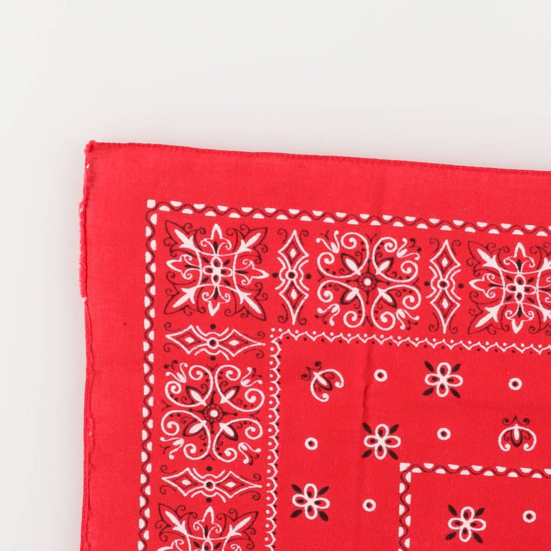 Vintage 1960'S Elephant Brand Paisley Pattern Trunk-Up Bandana (Single Ear) cotton red type Vintage Second Hand