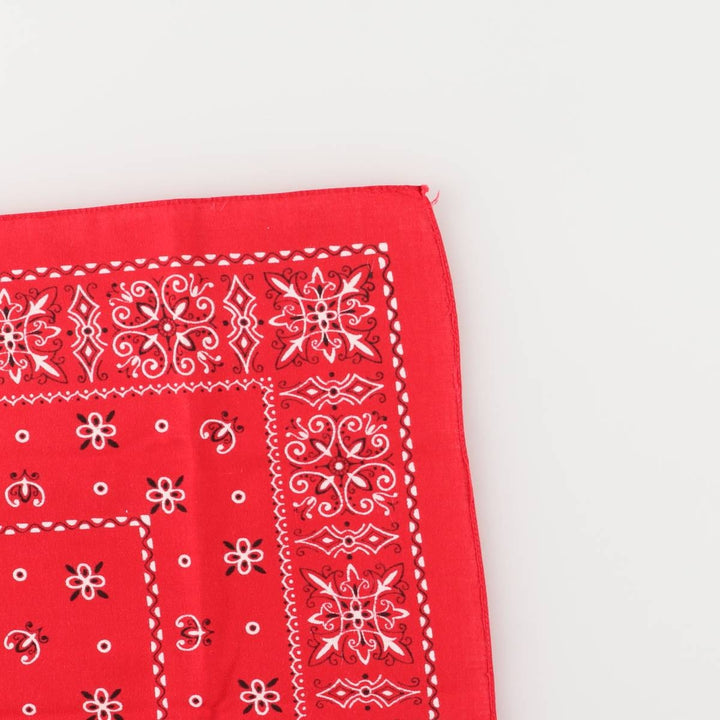 Vintage 1960'S Elephant Brand Paisley Pattern Trunk-Up Bandana (Single Ear) cotton red type Vintage Second Hand