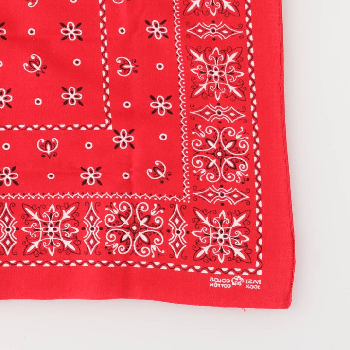 Vintage 1960'S Elephant Brand Paisley Pattern Trunk-Up Bandana (Single Ear) cotton red type Vintage Second Hand