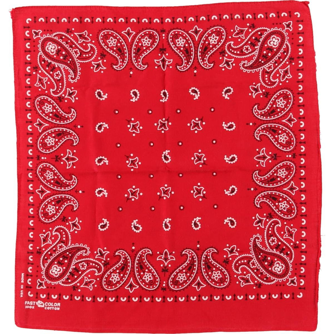 Vintage 1960'S Elephant Brand Paisley Pattern Trunk-Up Single Ear Bandana, Made in USA cotton red type Vintage Second Hand