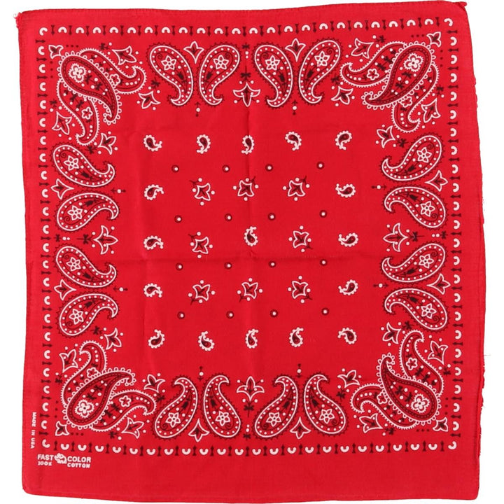 Vintage 1960'S Elephant Brand Paisley Pattern Trunk-Up Single Ear Bandana, Made in USA cotton red type Vintage Second Hand