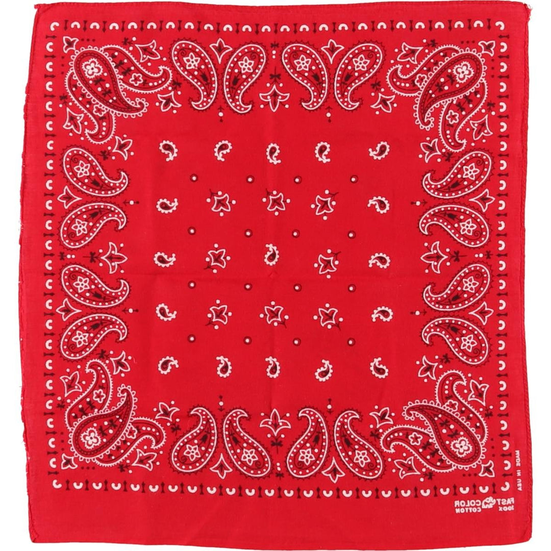 Vintage 1960'S Elephant Brand Paisley Pattern Trunk-Up Single Ear Bandana, Made in USA cotton red type Vintage Second Hand