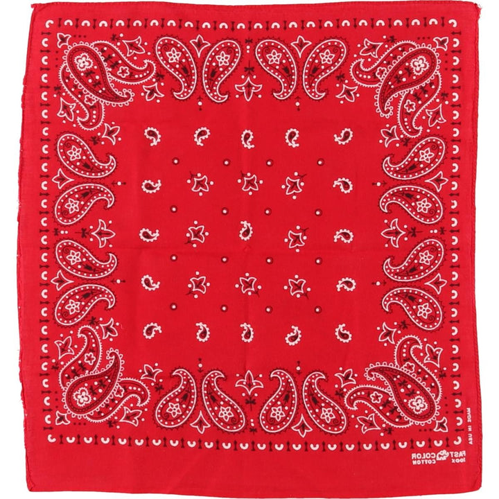 Vintage 1960'S Elephant Brand Paisley Pattern Trunk-Up Single Ear Bandana, Made in USA cotton red type Vintage Second Hand