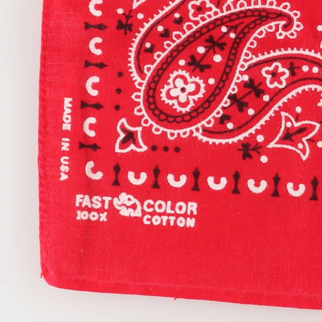 Vintage 1960'S Elephant Brand Paisley Pattern Trunk-Up Single Ear Bandana, Made in USA cotton red type Vintage Second Hand