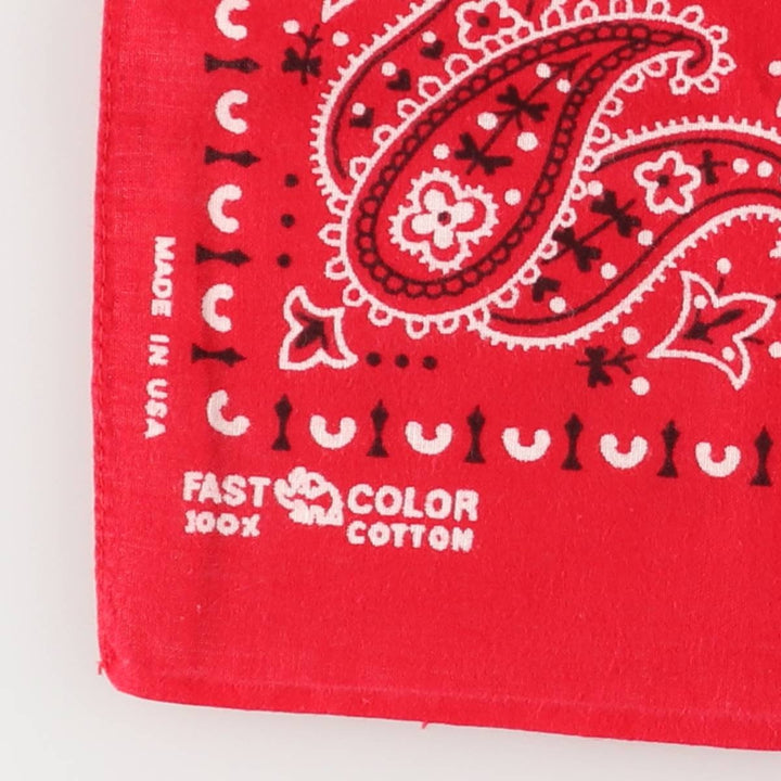 Vintage 1960'S Elephant Brand Paisley Pattern Trunk-Up Single Ear Bandana, Made in USA cotton red type Vintage Second Hand