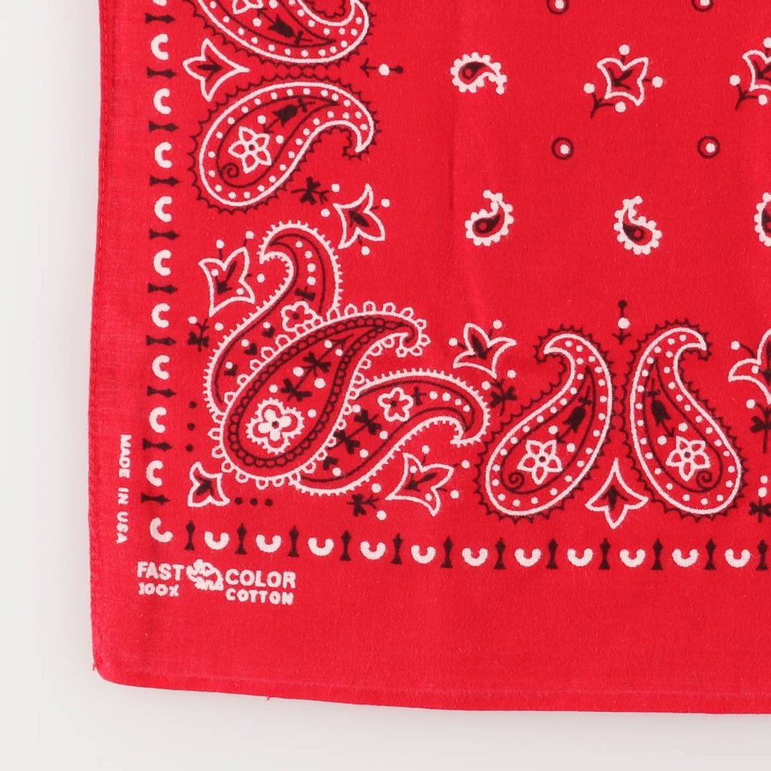 Vintage 1960'S Elephant Brand Paisley Pattern Trunk-Up Single Ear Bandana, Made in USA cotton red type Vintage Second Hand