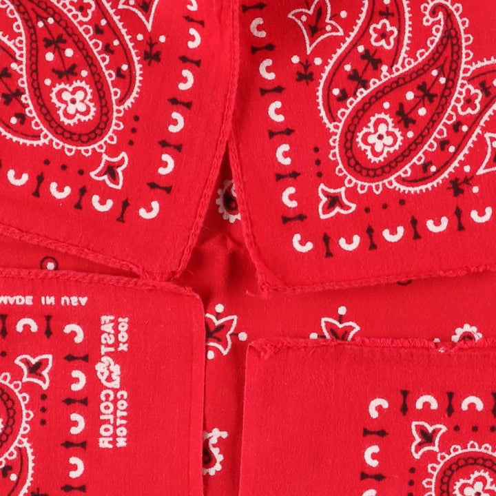 Vintage 1960'S Elephant Brand Paisley Pattern Trunk-Up Single Ear Bandana, Made in USA cotton red type Vintage Second Hand