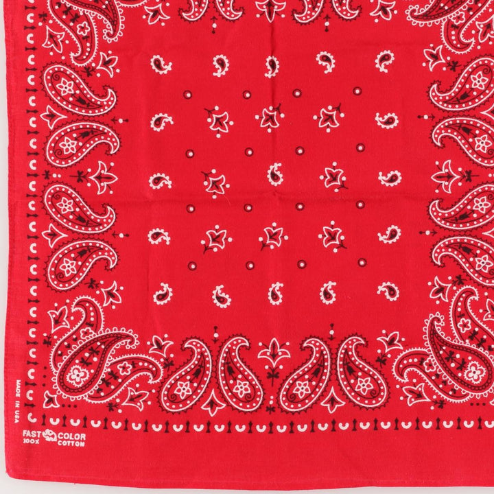 Vintage 1960'S Elephant Brand Paisley Pattern Trunk-Up Single Ear Bandana, Made in USA cotton red type Vintage Second Hand