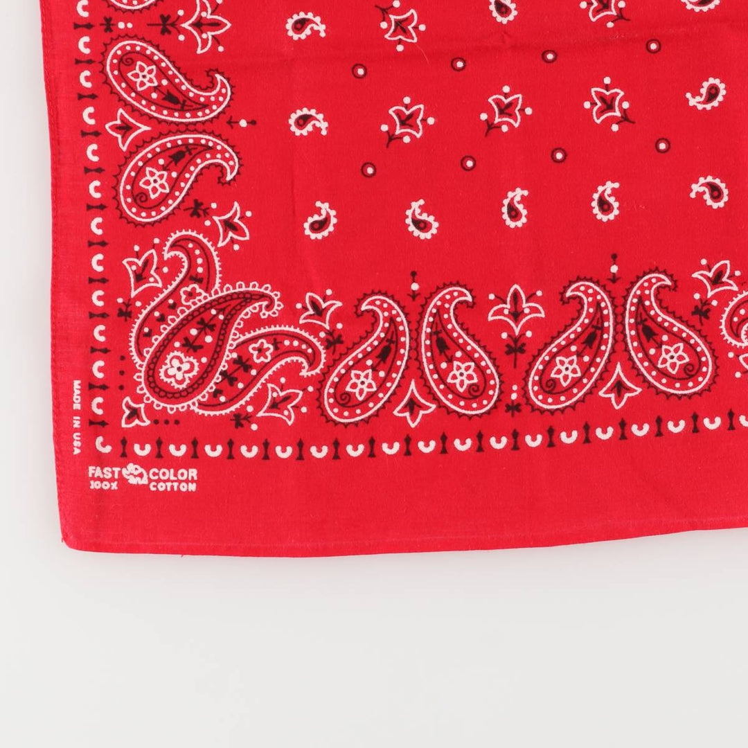 Vintage 1960'S Elephant Brand Paisley Pattern Trunk-Up Single Ear Bandana, Made in USA cotton red type Vintage Second Hand