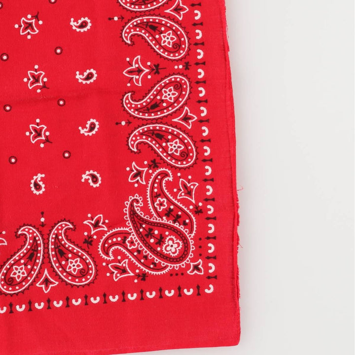 Vintage 1960'S Elephant Brand Paisley Pattern Trunk-Up Single Ear Bandana, Made in USA cotton red type Vintage Second Hand