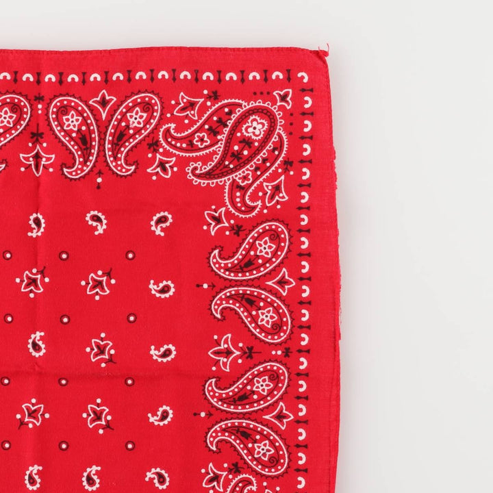 Vintage 1960'S Elephant Brand Paisley Pattern Trunk-Up Single Ear Bandana, Made in USA cotton red type Vintage Second Hand