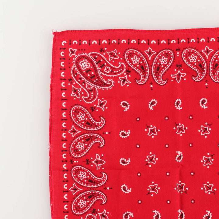 Vintage 1960'S Elephant Brand Paisley Pattern Trunk-Up Single Ear Bandana, Made in USA cotton red type Vintage Second Hand