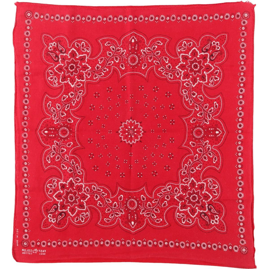 Vintage 1960'S Elephant Brand Paisley Pattern Trunk-Up Single Ear Bandana, Made in USA cotton red type Vintage Second Hand