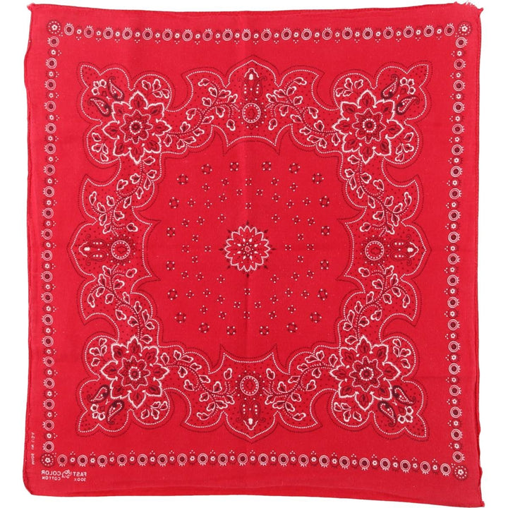 Vintage 1960'S Elephant Brand Paisley Pattern Trunk-Up Single Ear Bandana, Made in USA cotton red type Vintage Second Hand