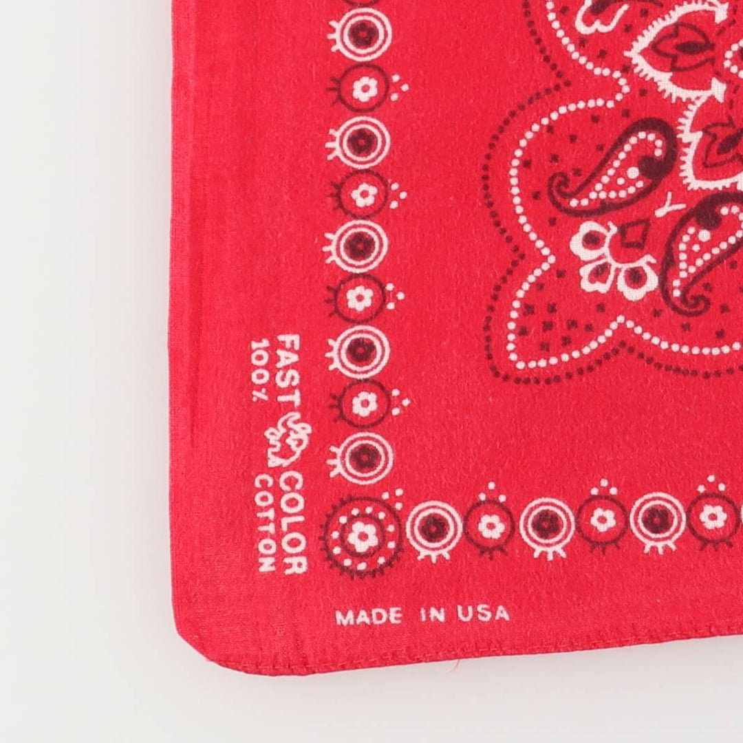 Vintage 1960'S Elephant Brand Paisley Pattern Trunk-Up Single Ear Bandana, Made in USA cotton red type Vintage Second Hand